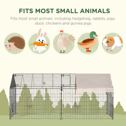 PawHut Rabbit Run Guinea Pig Cage with Cover, Beige - Additional view 4
