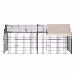 PawHut Rabbit Run Guinea Pig Cage with Cover, Beige - Additional view 7