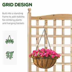 Outsunny Raised Garden Bed with Trellis Garden Planters Indoor Outdoor Natural