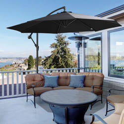 Outsunny 3(m) Garden Banana Parasol Cantilever Umbrella w/Crank& Base, Black