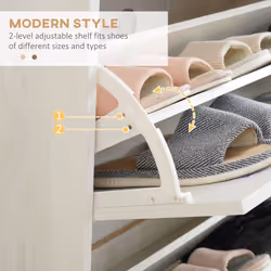 HOMCOM 12 Pair Slim Shoe Storage Cabinet w/ 3 Flip Drawers for Entryway Hallway - Additional view 4