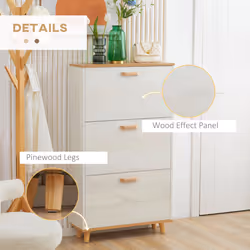 HOMCOM 12 Pair Slim Shoe Storage Cabinet w/ 3 Flip Drawers for Entryway Hallway - Additional view 7
