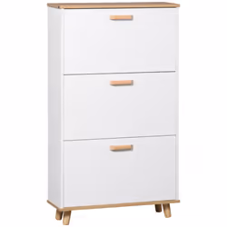 HOMCOM 12 Pair Slim Shoe Storage Cabinet w/ 3 Flip Drawers for Entryway Hallway