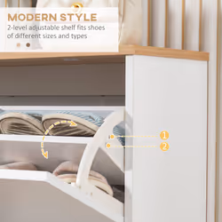 HOMCOM 12 Pair Slim Shoe Storage Cabinet w/ 3 Flip Drawers for Entryway Hallway - Additional view 4