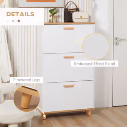 HOMCOM 12 Pair Slim Shoe Storage Cabinet w/ 3 Flip Drawers for Entryway Hallway - Additional view 7