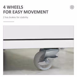 Vinsetto Mobile Filing Cabinet, 7-drawer File Cabinet with Wheels, White - Additional view 4