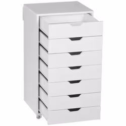Vinsetto Mobile Filing Cabinet, 7-drawer File Cabinet with Wheels, White - Additional view 6