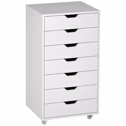 Vinsetto Mobile Filing Cabinet, 7-drawer File Cabinet with Wheels, White - Additional view 8