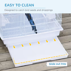 PawHut 92cm Large Bird Cage with Perches, Food Bowls, Swing, White