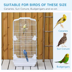 PawHut 92cm Large Bird Cage with Perches, Food Bowls, Swing, White