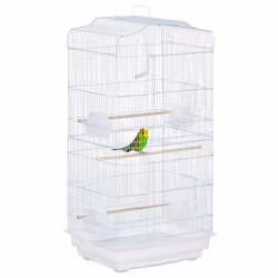 PawHut 92cm Large Bird Cage with Perches, Food Bowls, Swing, White - Additional view 6