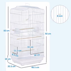 PawHut 92cm Large Bird Cage with Perches, Food Bowls, Swing, White - Additional view 7