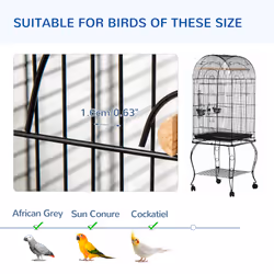 PawHut 1.53(m) Bird Cage, Parrot Finch Macaw Conure w/ Perch, Wheels, Stand