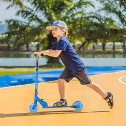 HOMCOM Kids Scooter 2 Wheels W/ Lights Music Adjustable Height Foldable - Blue