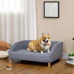 PawHut Dog Sofa Bed Cat Sofa w/ Soft Cushion for Small Medium Large Dogs Grey