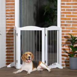 PawHut Foldable Dog Gate, Freestanding Pet Gate with Two Support Feet