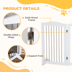 PawHut Foldable Dog Gate, Freestanding Pet Gate with Two Support Feet - Additional view 4