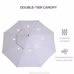 Outsunny Garden Wood Patio Parasol Sun Shade Outdoor Umbrella Canopy White - Additional view 4