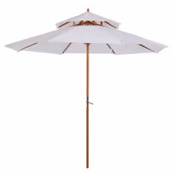 Outsunny Garden Wood Patio Parasol Sun Shade Outdoor Umbrella Canopy White - Additional view 8