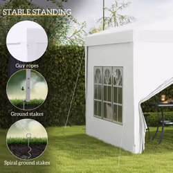 Outsunny 3mx3m Pop Up Gazebo Party Tent Canopy Marquee with Storage Bag White