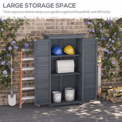 Outsunny Wooden Garden Storage Shed, 3 Shelves Tool Cabinet, Grey - Additional view 6