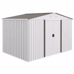 Outsunny 9 x 6FT Galvanised Garden Storage Shed with Sliding Door, Silver - Additional view 8