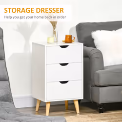 HOMCOM Chest of Drawers, 3 Drawer Unit Storage Chest Bedroom, White