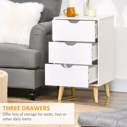 HOMCOM Chest of Drawers, 3 Drawer Unit Storage Chest Bedroom, White