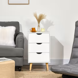 HOMCOM Chest of Drawers, 3 Drawer Unit Storage Chest Bedroom, White - Additional view 5