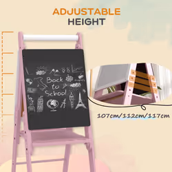 AIYAPLAY Three-in-One Easel for Kids, with Paper Roll, Adjustable Height - Pink