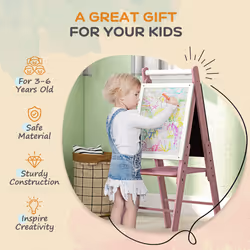 AIYAPLAY Three-in-One Easel for Kids, with Paper Roll, Adjustable Height - Pink - Additional view 5