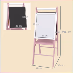 AIYAPLAY Three-in-One Easel for Kids, with Paper Roll, Adjustable Height - Pink - Additional view 8
