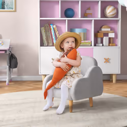 ZONEKIZ Cloud-Shaped Toddler Armchair, Kids Chair, 1.5-3 Years - Grey