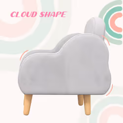 ZONEKIZ Cloud-Shaped Toddler Armchair, Kids Chair, 1.5-3 Years - Grey