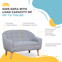 HOMCOM Kids Sofa Children Couch Toddler Armchair Seat Bedroom Nursery Grey - Additional view 4