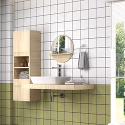 kleankin Round Mirror for Wall Makeup Mirror with Shelf Natural Wood Effect - Additional view 5