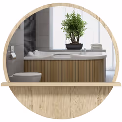 kleankin Round Mirror for Wall Makeup Mirror with Shelf Natural Wood Effect - Additional view 8
