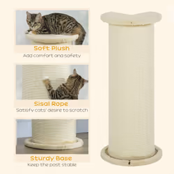 PawHut 85cm Tall Cat Scratching Post for Indoor Corner Use - Beige