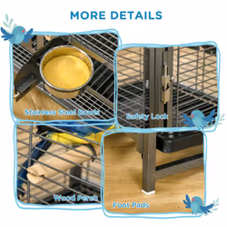 PawHut Parrot Cage, Travel Carry Pet Bird Cage Cockatiel w/ Metal Handle