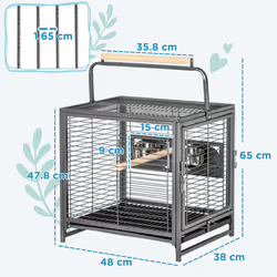 PawHut Parrot Cage, Travel Carry Pet Bird Cage Cockatiel w/ Metal Handle - Additional view 7