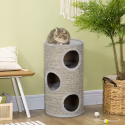 PawHut Cat Climbing Frame, Covered with Sisal, Cosy Platform - Light Grey
