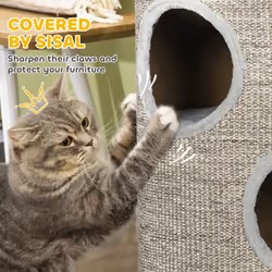 PawHut Cat Climbing Frame, Covered with Sisal, Cosy Platform - Light Grey - Additional view 5