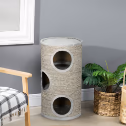 PawHut Cat Climbing Frame, Covered with Sisal, Cosy Platform - Light Grey - Additional view 6