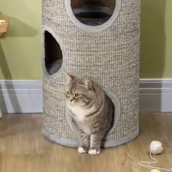 PawHut Cat Climbing Frame, Covered with Sisal, Cosy Platform - Light Grey - Additional view 7