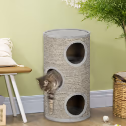 PawHut Cat Climbing Frame, Covered with Sisal, Cosy Platform - Light Grey - Additional view 8