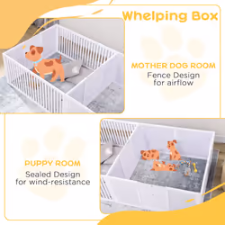 PawHut Wooden Dog Pen Pet Playpen 7 Panels Puppy Pen for Indoors - White - Additional view 4