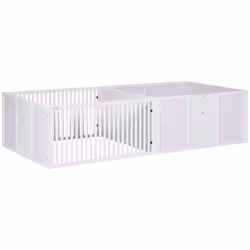 PawHut Wooden Dog Pen Pet Playpen 7 Panels Puppy Pen for Indoors - White - Additional view 8