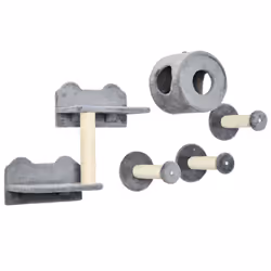 PawHut 5Pcs Cat Wall Furniture with Perch, Cat Condo, Scratching Post - Grey - Additional view 8