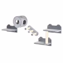 PawHut Cat Wall Furniture with Platforms, Steps, Perch, Cat House - Grey - Additional view 8