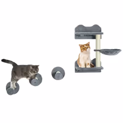 PawHut 4 Piece Cat Shelf, Cat Wall Furniture w/ Hammock, Steps, Platforms - Additional view 7